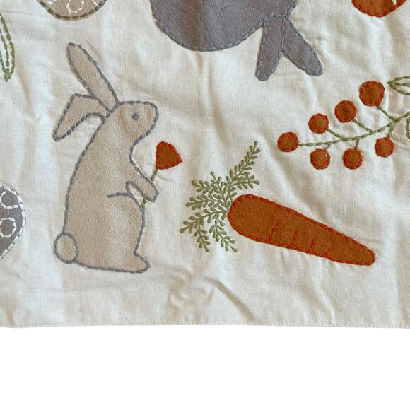 The Farmhouse Easter Bunny Rabbit Table Runner 14x48 Beige Embroidered New - Picture 6 of 13